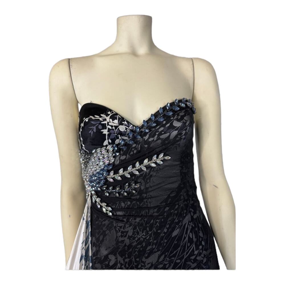 TERANI Couture 100% Silk Beaded Strapless Gown Size 6 - Picture 9 of 16